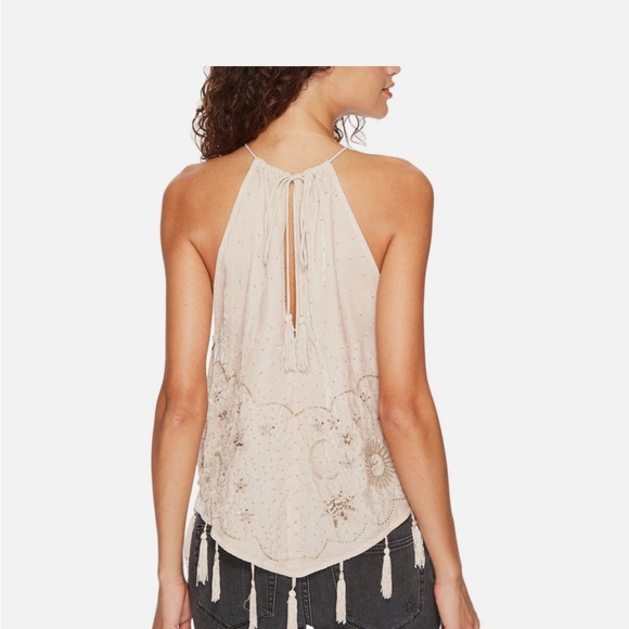 NWT FREE PEOPLE BLUSH EMBELLISHED VELVET MIDNIGHT MAGIC TANK TOP - Picture 4 of 9